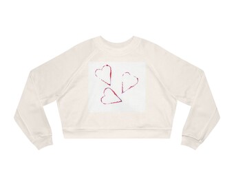 Heart Graphic Women's Cropped Fleece Pullover