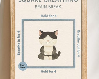 Mindfulness Cat Poster | Square Breathing Chart for Kids (PDF)