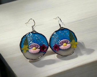 Under the Sea - Ocean Themed Turtle, Starfish, or Oyster Handmade Resin Drop Earrings