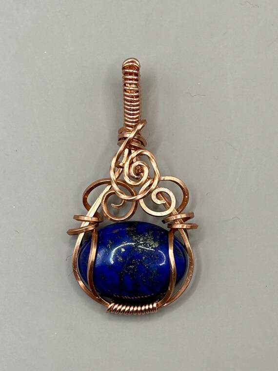 Buy Copper Wire Wrapped Oval Stone Cabochon Pendant Necklace - Main Image