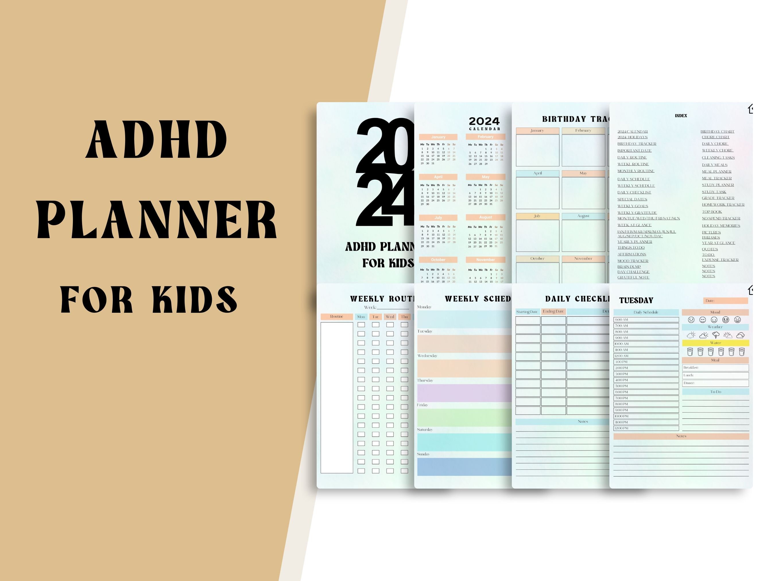 Kinder ADHS Planer, ADHS digitaler Planer, Planer für Kinder, ADHS