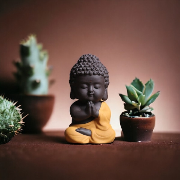 Ceramic Little Buddha Statue, Tea Tray Decoration, Little Ceramic Buddha, Zen Decor, Japanese Monk Statue, Office Decoration, Home decor