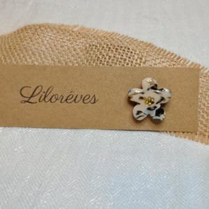 Broche de flor, arcilla polimérica, estampado de leopardo, accesorio, joyería