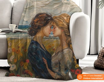 Blanket Lesbian Art, Fleece Blanket, Sherpa Fleece Blanket, Gifts For Him Her, Gifts for Boyfriend Girlfriend, Soft Cozy Throw Blanket, D8