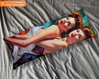 Dakimakura Body Pillowcase Lesbian Art, Full Body Pillow Cover, Bedroom Home Decor, Gifts For Him and Her, Gifts for Boyfriend Girlfriend,D4