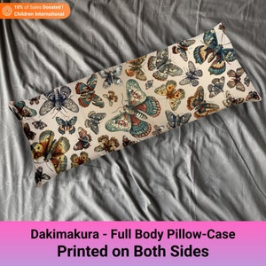 Dakimakura Pillowcase Animal Moth Print, Full Body Pillow Cover, Bedroom Home Decor, Gifts For Him & Her, Gifts for Boyfriend Girlfriend,D1