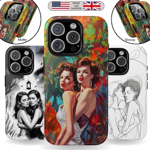 Phone Case LGBT Art Cover for Google Pixel iPhone Samsung Galaxy Sapphic Gift for Boyfriend and Girlfriend Gift for Couples Pop Art Design