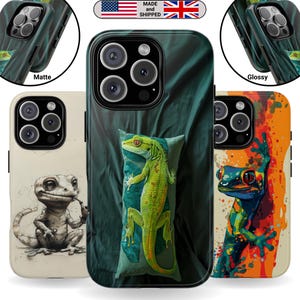 Reptile Art Tough Case iPhone Samsung Galaxy Google Pixel Gifts for Him Her Animal Birthday Gecko Gift for Teacher Gift for Wife Digital Art