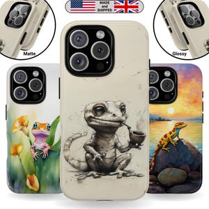 Animal Reptile Gecko Phone Case for iPhone Google Pixel Samsung Galaxy Birthday Amphibian Print Gift for Couples Gift for Mom Digital Art
