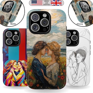 Sapphic Art Phone Case for Google Pixel iPhone Samsung Galaxy Gift for Girlfriend and Boyfriend Lesbian Print Gift for LGBT Lovers Vintage