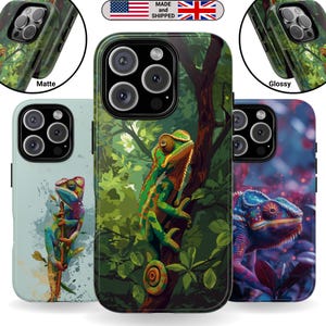 Phone Case Lizard Art Google Pixel Samsung iPhone Chameleon Gift for Boyfriend and Girlfriend Animal Print Gift for Wife Husband Comic Art