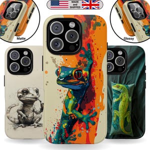 Animal Print Tough Case for Samsung Galaxy iPhone Google Pixel Gecko Art Gift for Boys and Girls Gift for Reptile Lovers Pop Art Design