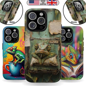 Reptile Art Phone Case for Google Pixel iPhone Samsung Galaxy Gift for Boyfriend and Girlfriend Chameleon Print Gift for Family Digital Art