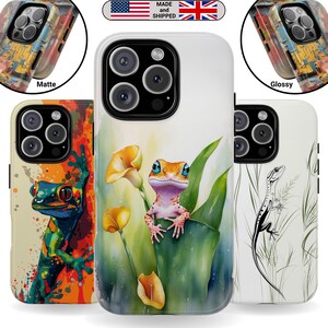 Gecko Print Tough Case for Samsung Galaxy iPhone Google Pixel Birthday Animal Reptile Case Gift for Men and Woman Gifts for Husband Vintage
