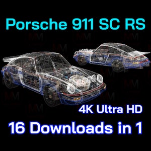 Porsche 911 SC RS - 16 Downloads in 1, Rally, WRC, Ultra Hd 4K, Wall art, Poster, Racing, Motorsport, Blueprint, Car, Wireframe