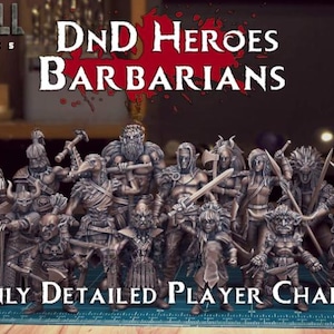 Set of 9 male Barbarians of all races from TytanTroll Miniatures - Dungeon and Dragons, RPG, DnD, Pathfinder, Tabletop, 32mm