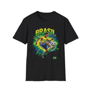 Brasil Futebol de Rua T-Shirt | Brazilian Street Soccer Soccer Player Graphic Tee image 3