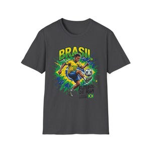 Brasil Futebol de Rua T-Shirt | Brazilian Street Soccer Soccer Player Graphic Tee image 9