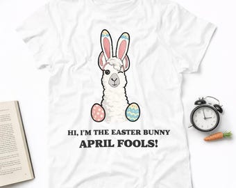 Funny Easter Bunny Llama Shirt, April Fools Day Llama Tee, Cute Easter Llama T-Shirt, Llama Lover Gift, Funny Easter Shirt