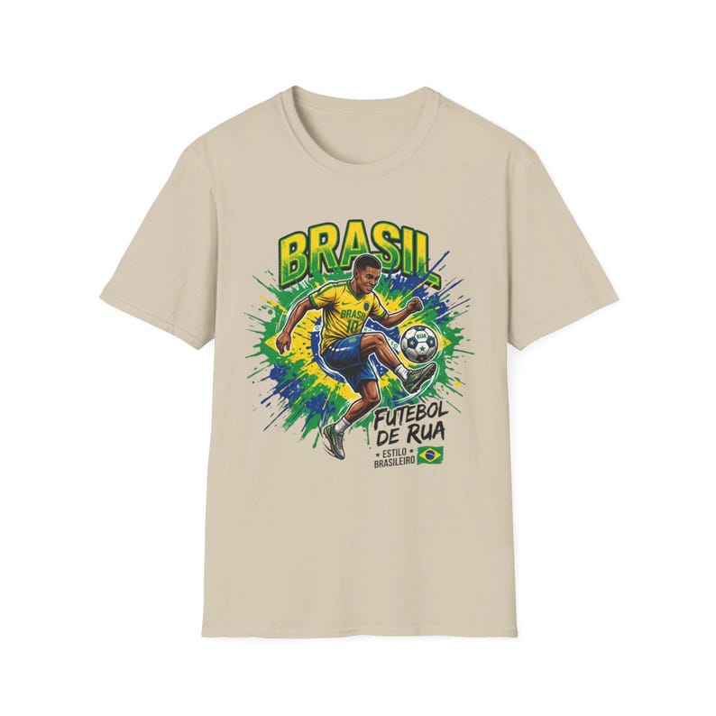 Brasil Futebol de Rua T-Shirt | Brazilian Street Soccer Soccer Player Graphic Tee image 4