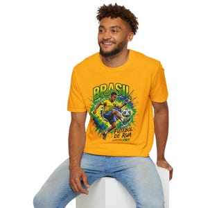 Brasil Futebol de Rua T-Shirt | Brazilian Street Soccer Soccer Player Graphic Tee image 20