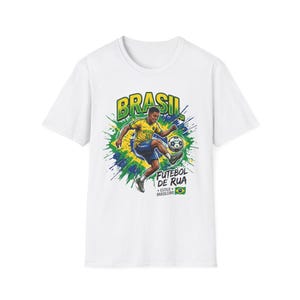 Brasil Futebol de Rua T-Shirt | Brazilian Street Soccer Soccer Player Graphic Tee image 2