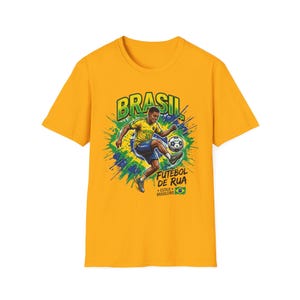 Brasil Futebol de Rua T-Shirt | Brazilian Street Soccer Soccer Player Graphic Tee image 6