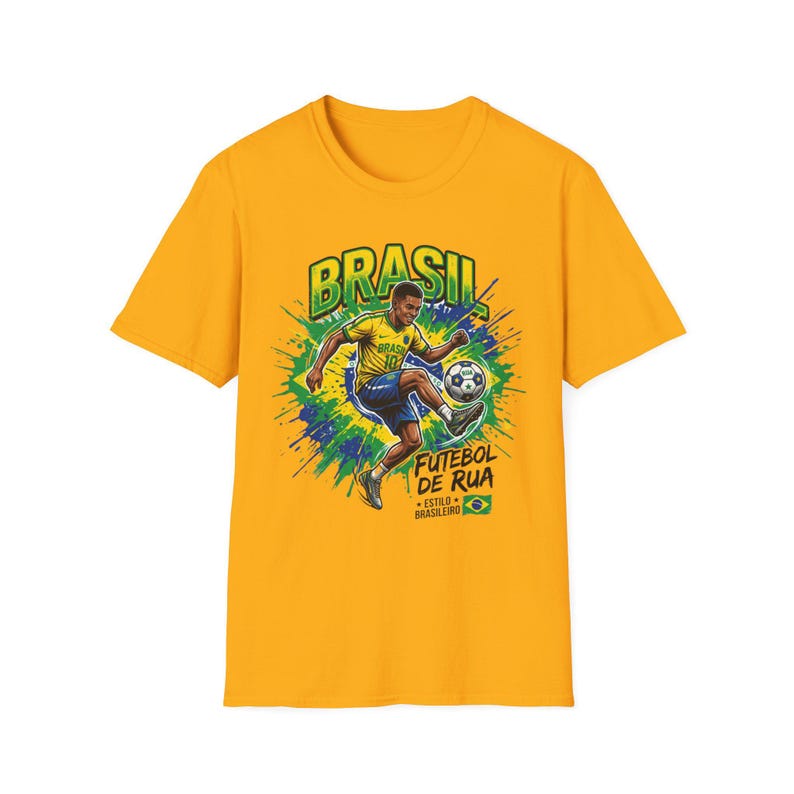 Brasil Futebol de Rua T-Shirt | Brazilian Street Soccer Soccer Player Graphic Tee image 6