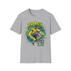 Brasil Futebol de Rua T-Shirt | Brazilian Street Soccer Soccer Player Graphic Tee image 5