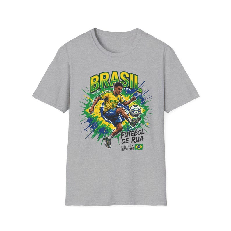Brasil Futebol de Rua T-Shirt | Brazilian Street Soccer Soccer Player Graphic Tee image 5