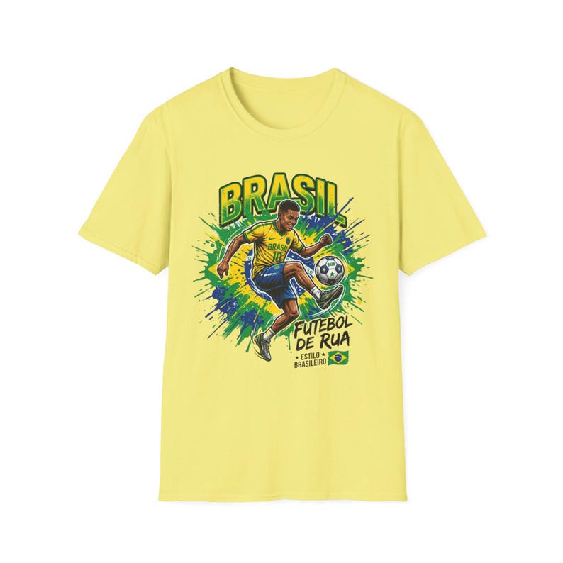 Brasil Futebol de Rua T-Shirt | Brazilian Street Soccer Soccer Player Graphic Tee image 8