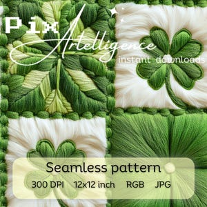 Glücksklee kariert Nahtlos wiederholende Musterdruckdatei, Stoffsublimation, digitales Papier St Patrick's Day grüner Shamrock-Charme JPG