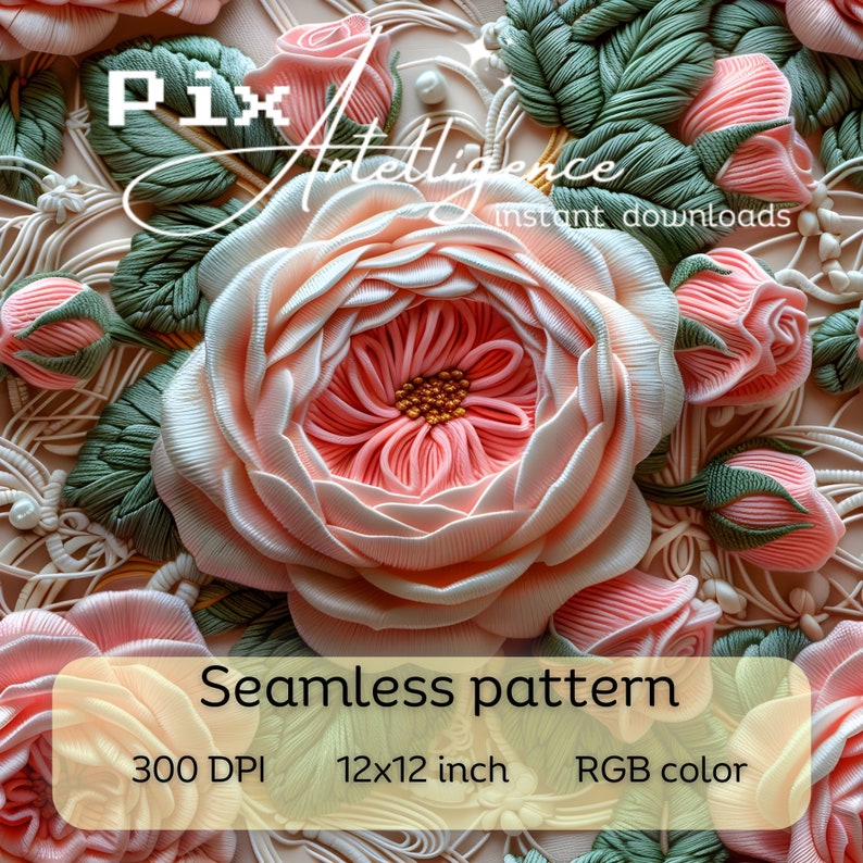 3D English Rose Seamless Pattern: Cottagecore Floral Print (digital) - Etsy