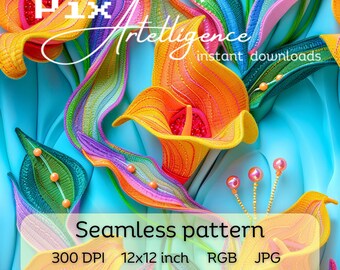 Neon Floral Seamless Pattern: Tropical Beach Print (JPG Digital Download)