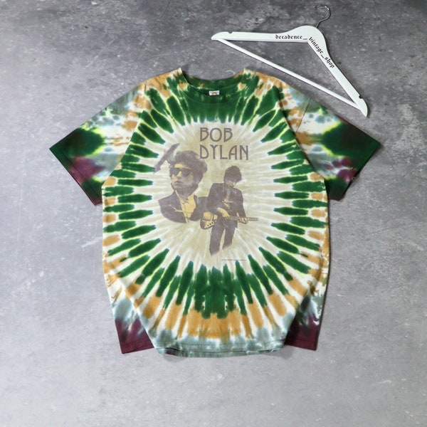 00s Vintage Bob Dylan Tie Dyed Multicolor T-shirt Mens Size L Rock Band 2003 Tee Graphic Photo Art Y2K VTG Merch Rare Print AOP Promo Tribal