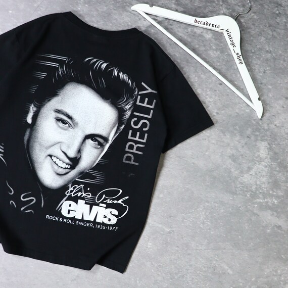 T-shirt Vintage Elvis Presley Y2K Taille L Noir - Occasion Très Bon état, Années 2000, Marque Anvil