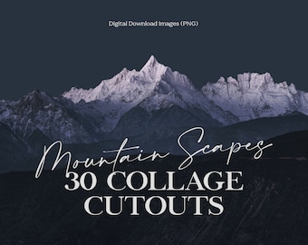30 Mountain Collage Elements, HQ PNG Clipart, Collage Image Bundle, Vintage Collage Images, Retro Collage Maker, DIY Collage Creator Kit