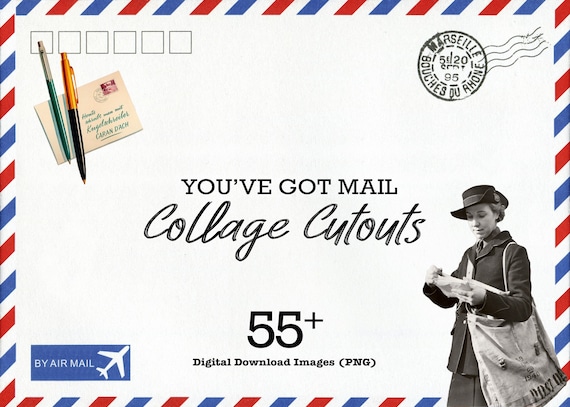 55+ Vintage Mail Collage Elements, HQ PNG Clipart, Collage Image Bundle, Vintage Collage Image, Retro Collage Maker, DIY Collage Creator Kit