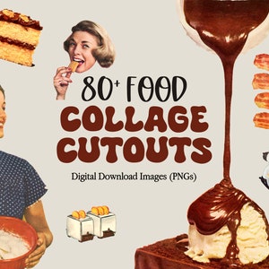 80+ Vintage Food Collage Elements, HQ PNG Clipart, Food Collage Bundle, Vintage Collage Image, Retro Collage Maker, DIY Collage Creator Kit