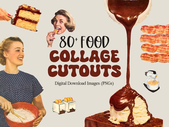 80+ Vintage Food Collage Elements, HQ PNG Clipart, Food Collage Bundle, Vintage Collage Image, Retro Collage Maker, DIY Collage Creator Kit