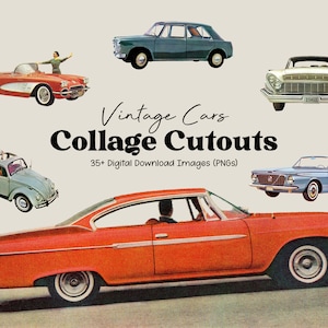 35+ Vintage Car Collage Elements, HQ PNG Clipart, Collage Image Bundle, Vintage Collage Images, Retro Collage Maker, DIY Collage Creator Kit