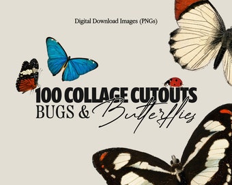 100 Vintage Butterfly Images, HQ PNG Clipart, Collage Image Bundle, Vintage Collage Images, Retro Collage Maker, DIY Collage Creator Kit