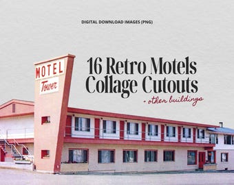 Vintage Motel Collage Elements, HQ PNG Clipart, Collage Image Bundle, Vintage Collage Images, Retro Collage Maker, DIY Collage Creator Kit