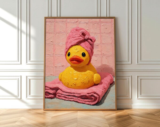 Rubber Duck Wall Art – Yellow Duck Poster – Digital Download Bathroom ...