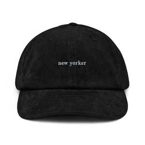 Embroidered Corduroy Baseball Cap: 'New Yorker' Cotton Hat