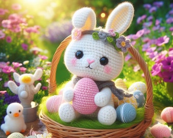 Easter Bunny and Easter Egg Crochet Pattern - Easy Amigurumi Animal Rabbit PDF - Cute Crochet Bunny