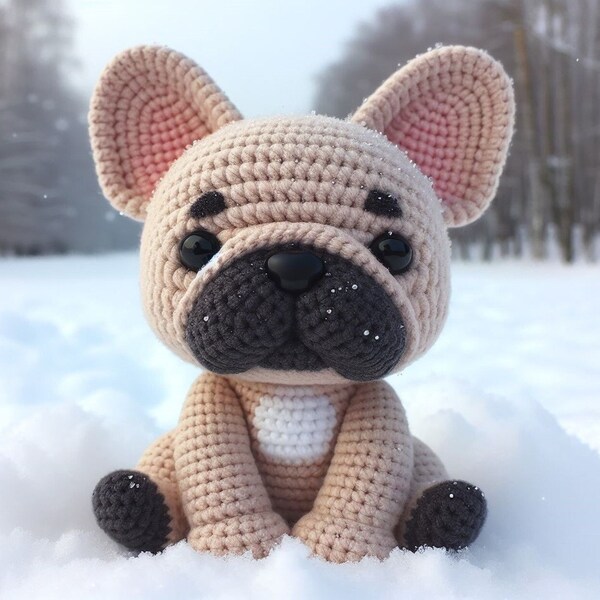 Joli modèle au crochet Amigurumi bouledogue français - Amigurumi facile à crocheter pour débutants - Modèle mignon chien - PDF anglais avec photos