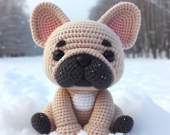 Joli modèle au crochet Amigurumi bouledogue français - Amigurumi facile à crocheter pour débutants - Modèle mignon chien - PDF anglais avec photos
