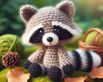 Niedliches Amigurumi Waschbär Häkelmuster - Einfache Anfänger Amigurumi Tier häkeln - Süßes Tier Muster - Englisch PDF