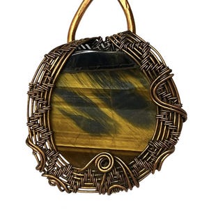 Tiger Eye Pendant Copper Wire Wrapped Pendant Tiger Eye Gemstone Pendant Handmade Copper Jewelry Tiger Eye Jewelry Gift For Her Mother